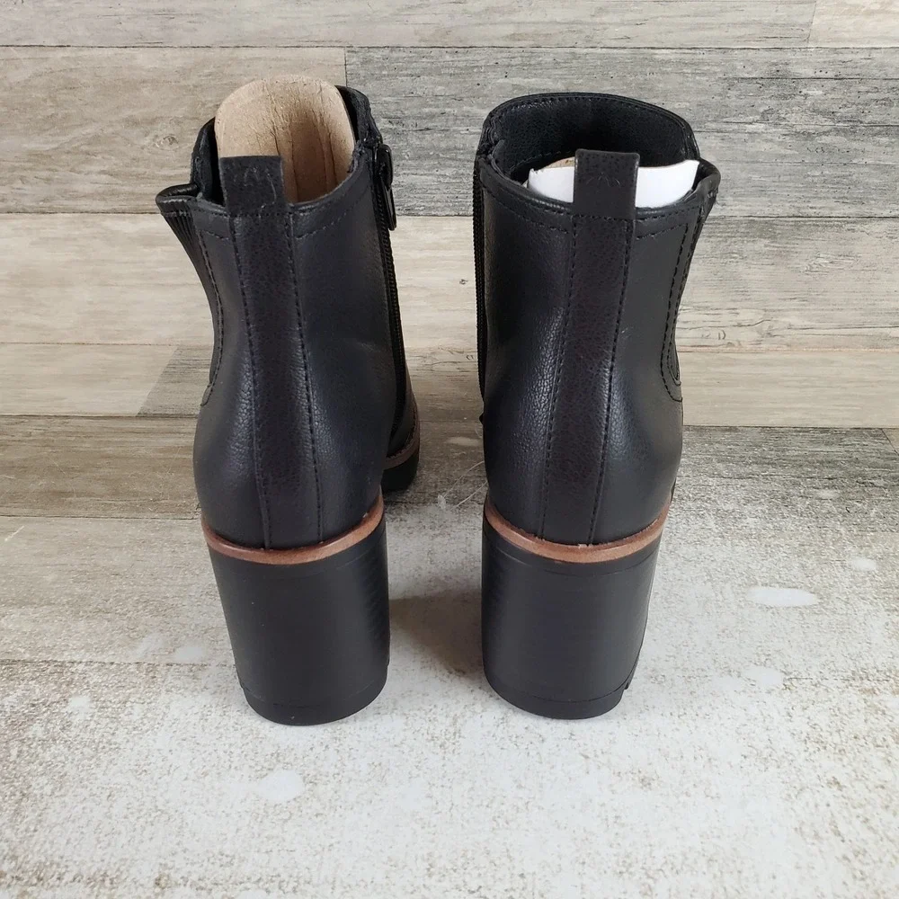 Naturalizer Madalynn Gore Womens Ankle Boots Sz 6 M Black Side Zip Block heel